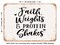 DECORATIVE METAL SIGN - Faith Weights and Protein Shakes - Vintage Rusty Look